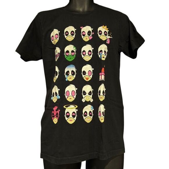 Marvel Gwen Pool Gwenpool Emoji Emoticon Black Pink T-Shirt Men’s Medium - Picture 1 of 5